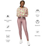 Women’s cropped windbreaker Vintage Floral Pink Rose Summer Rose Women's Cropped Windbreaker Jacket