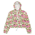 Women’s cropped windbreaker Vintage Floral Pink Rose Summer Rose Women's Cropped Windbreaker Jacket