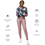 Women’s cropped windbreaker Vintage Floral Rose and small Flowers Summer Rose Women's Cropped Windbreaker Jacket