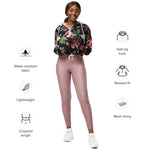 Women’s cropped windbreaker Vintage Floral Rose Garden Flower Summer Rose Women's Cropped Windbreaker Jacket
