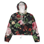 Women’s cropped windbreaker Vintage Floral Rose Garden Flower Summer Rose Women's Cropped Windbreaker Jacket
