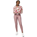 Women’s cropped windbreaker Vintage Floral Rose Garden Summer Rose Women's Cropped Windbreaker Jacket