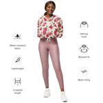 Women’s cropped windbreaker Vintage Floral Rose Garden Summer Rose Women's Cropped Windbreaker Jacket