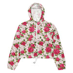 Women’s cropped windbreaker Vintage Floral Rose Garden Summer Rose Women's Cropped Windbreaker Jacket