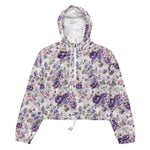 Women’s cropped windbreaker Vintage Floral Rose Purple Summer Rose Women's Cropped Windbreaker Jacket