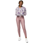 Women’s cropped windbreaker Vintage Floral Rose Purple Summer Rose Women's Cropped Windbreaker Jacket