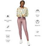 Women’s cropped windbreaker Vintage flower seamless vintage pattern Summer Rose Women's Cropped Windbreaker Jacket