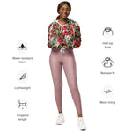 Women’s cropped windbreaker Vintage flowers Floral Victorian Rose Bouquet Leaf Summer Rose Women's Cropped Windbreaker Jacket