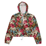 Women’s cropped windbreaker Vintage flowers Floral Victorian Rose Bouquet Leaf Summer Rose Women's Cropped Windbreaker Jacket