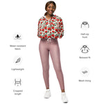 Women’s cropped windbreaker Vintage Pattern With Roses Summer Rose Women's Cropped Windbreaker Jacket