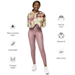 Women’s cropped windbreaker Vintage Pink Roses on Wood Summer Rose Women's Cropped Windbreaker Jacket