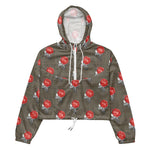 Women’s cropped windbreaker Vintage Pink Roses Pattern Summer Rose Women's Cropped Windbreaker Jacket