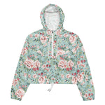 Women’s cropped windbreaker Vintage Rose Flower pattern on navy Summer Rose Women's Cropped Windbreaker Jacket