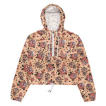 Women’s cropped windbreaker Vintage Roses, Diamonds and Skulls Summer Rose Women's Cropped Windbreaker Jacket