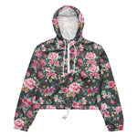 Women’s cropped windbreaker Vintage Tropical Rose Flower pattern Summer Rose Women's Cropped Windbreaker Jacket