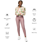 Women’s cropped windbreaker Vintage Victorian Pink Floral Summer Rose Women's Cropped Windbreaker Jacket