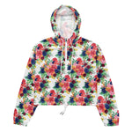 Women’s cropped windbreaker watercolor boho chic Flowers Summer Rose Women's Cropped Windbreaker Jacket