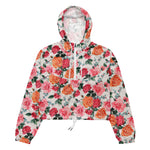 Women’s cropped windbreaker Watercolor Floral Pattern Vintage Rose Flower Summer Rose Women's Cropped Windbreaker Jacket