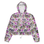 Women’s cropped windbreaker Watercolor Floral Rose Purple Pattern Summer Rose Women's Cropped Windbreaker Jacket
