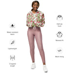 Women’s cropped windbreaker Watercolor Flowers Pink Roses Floral Summer Rose Women's Cropped Windbreaker Jacket