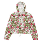 Women’s cropped windbreaker Watercolor Flowers Pink Roses Floral Summer Rose Women's Cropped Windbreaker Jacket