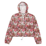 Women’s cropped windbreaker Watercolor Pink Floral Rose Summer Rose Women's Cropped Windbreaker Jacket