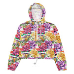 Women’s cropped windbreaker Watercolor Rose Floral Botanical Flower Summer Rose Women's Cropped Windbreaker Jacket