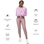 Women’s cropped windbreaker Watercolor Rose Flowers Summer Rose Women's Cropped Windbreaker Jacket