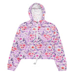 Women’s cropped windbreaker Watercolor Rose Flowers Summer Rose Women's Cropped Windbreaker Jacket
