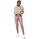 Women’s cropped windbreaker Watercolor spring flower Summer Rose Women's Cropped Windbreaker Jacket