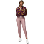 Women’s cropped windbreaker Yellow roses and Purple Leaves Summer Rose Women's Cropped Windbreaker Jacket