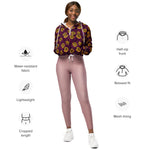Women’s cropped windbreaker Yellow roses and Purple Leaves Summer Rose Women's Cropped Windbreaker Jacket