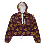 Women’s cropped windbreaker Yellow roses and Purple Leaves Summer Rose Women's Cropped Windbreaker Jacket