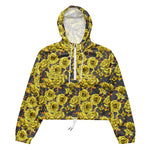 Women’s cropped windbreaker Yellow Roses with Blue Leaves Summer Rose Women's Cropped Windbreaker Jacket