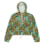 Women’s cropped windbreaker Yellow Sunflowers and Pink Roses Flower Summer Rose Women's Cropped Windbreaker Jacket