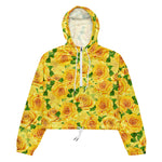 Women’s cropped windbreaker Yellow Watercolor Roses Garden Summer Rose Women's Cropped Windbreaker Jacket