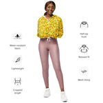 Women’s cropped windbreaker Yellow watercolor Roses pattern Summer Rose Women's Cropped Windbreaker Jacket