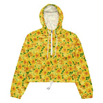 Women’s cropped windbreaker Yellow watercolor Roses pattern Summer Rose Women's Cropped Windbreaker Jacket