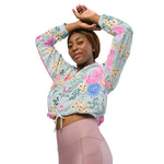 Women’s cropped windbreaker Floral Pattern Pink Rose Watercolor Summer Rose Women's Cropped Windbreaker