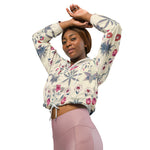 Women’s cropped windbreaker Floral Pattern Red Summer Rose Women's Cropped Windbreaker