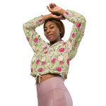 Women’s cropped windbreaker Floral Pattern Rose Flowers Summer Rose Women's Cropped Windbreaker