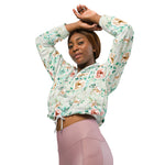 Women’s cropped windbreaker Floral Pattern Rose Pink Garden Summer Rose Women's Cropped Windbreaker