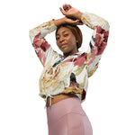Women’s cropped windbreaker Floral pattern with Roses Watercolor Summer Rose Women's Cropped Windbreaker