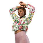 Women’s cropped windbreaker Floral Roses Vintage Spring Summer Rose Women's Cropped Windbreaker Jacket