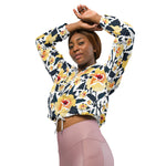 Women’s cropped windbreaker Floral seamless pattern with Roses Flower Summer Rose Women's Cropped Windbreaker Jacket