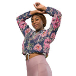Women’s cropped windbreaker Floral Watercolor Botanicals Flower Summer Rose Women's Cropped Windbreaker Jacket