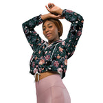Women’s cropped windbreaker Garden Flower Rose Pattern Summer Rose Women's Cropped Windbreaker Jacket