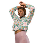 Women’s cropped windbreaker Gouache seamless Spring Flower pattern Summer Rose Women's Cropped Windbreaker Jacket