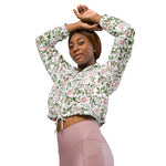 Women’s cropped windbreaker Pink Roses - Vintage Watercolor Floral Summer Rose Women's Cropped Windbreaker Jacket