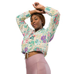 Women’s cropped windbreaker Pink Roses Floral Summer Rose Women's Cropped Windbreaker Jacket